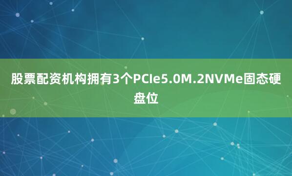 股票配资机构拥有3个PCIe5.0M.2NVMe固态硬盘位